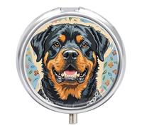 Cool Rottweiler Pilulier rond à 3 compartiments pour poche, sac à main, médicaments, comprimés de voyage, vitamines, mini étui décoratif