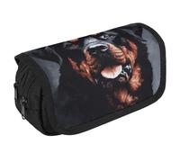 Cool Rottweiler Trousse à crayons de grande capacité avec 3 compartiments avec fermeture éclair en tissu pour adultes (noir)