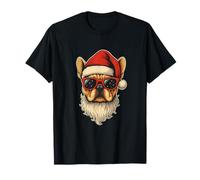 Cool Santa Bulldog Funny Frenchie dans Un Chapeau de Père Noël et des Lunettes de Soleil T-Shirt