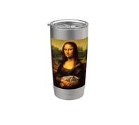 Cool Sarcastic Mona Lisa Carrying Her Cat Graphic Designs Gobelet isotherme en acier inoxydable double paroi