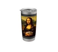 Cool Sarcastic Mona Lisa Carrying Her Cat Graphic Designs Gobelet isotherme en acier inoxydable double paroi