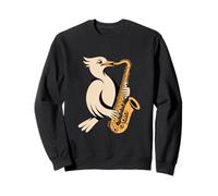 Cool Saxophone Jouant des Oiseaux Jazz Musicien Vibes Sweatshirt