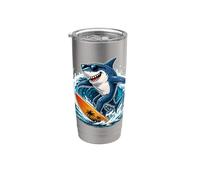 Cool Shark Surfing Wave - Beach Summer Vibes Gobelet isotherme en acier inoxydable double paroi