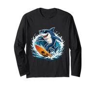 Cool Shark Surfing Wave - Beach Summer Vibes Manche Longue