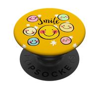 Cool Silhouette Happy Smile Face Illustration Graphic Design PopSockets PopGrip Adhésif