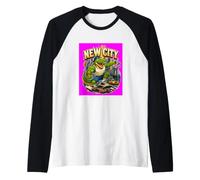 Cool Skateboarding Alligator New City Streetwear Graphic Manche Raglan