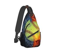 Cool Sling Sac à Dos Compatible avec Ice Water Fire Flame Softball Baseball, léger, Sac à Dos extérieur pour Poitrine, vélo, Gym, Coureur avec Sangle réglable pour Homme et Femme