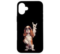 Cool Spaniel Rock Hand Sign Lunettes de Soleil Chien Graphic Cavalier Coque pour iPhone 16 Plus