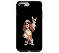 Cool Spaniel Rock Hand Sign Lunettes de Soleil Chien Graphic Cavalier Coque pour iPhone 7 Plus/8 Plus