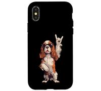 Cool Spaniel Rock Hand Sign Lunettes de Soleil Chien Graphic Cavalier Coque pour iPhone X/XS