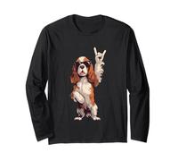 Cool Spaniel Rock Hand Sign Lunettes de Soleil Chien Graphic Cavalier Manche Longue
