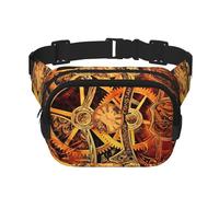Cool Steampunk Engrenages Unisexe Taille Réglable Carré Double Couche Ceinture Pack pour Activités de Plein Air Voyage Course Randonnée, Noir , Taille unique