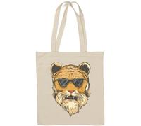 Cool Sunglasses Tiger Thug Life Sac fourre-tout en coton naturel Blanc