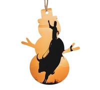 cool taureau équitation - Imprimer ornements de Noël en bois faits à la main - double face imprimé décor suspendu pour arbre maison cadeaux. 2PCS