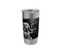 Cool Teckel Fumer Cigarette Noir Blanc Grunge Art Gobelet isotherme en acier inoxydable double paroi