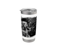 Cool Teckel Fumer Cigarette Noir Blanc Grunge Art Gobelet isotherme en acier inoxydable double paroi