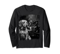 Cool Teckel Fumer Cigarette Noir Blanc Grunge Art Manche Longue