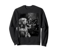 Cool Teckel Fumer Cigarette Noir Blanc Grunge Art Sweatshirt