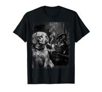 Cool Teckel Fumer Cigarette Noir Blanc Grunge Art T-Shirt