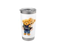 Cool Teddy Bear Boys Best Friends Style Illustration graphique Gobelet isotherme en acier inoxydable double paroi