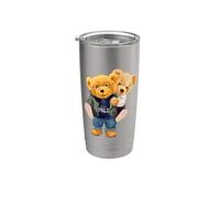 Cool Teddy Bear Boys Best Friends Style Illustration graphique Gobelet isotherme en acier inoxydable double paroi
