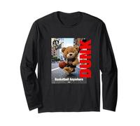 Cool Teddy Bear Playing Basketball Illustration Graphic Manche Longue