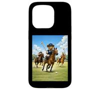 Cool Teddy Bear Playing Horse Polo Game Illustration Graphic Coque pour iPhone 15 Pro