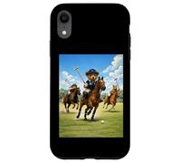 Cool Teddy Bear Playing Horse Polo Game Illustration Graphic Coque pour iPhone XR
