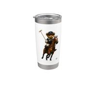 Cool Teddy Bear Playing Horse Polo Game Illustration Graphic Gobelet isotherme en acier inoxydable double paroi