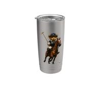 Cool Teddy Bear Playing Horse Polo Game Illustration Graphic Gobelet isotherme en acier inoxydable double paroi