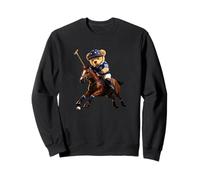 Cool Teddy Bear Playing Horse Polo Game Illustration Graphic Sweatshirt