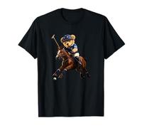 Cool Teddy Bear Playing Horse Polo Game Illustration Graphic T-Shirt