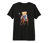 Cool Teddy Bear Playing Horse Polo Game Illustration Graphic T-Shirt Haut de Gamme