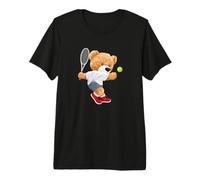 Cool Teddy Bear Playing Tennis Illustration Graphic Designs T-Shirt Haut de Gamme
