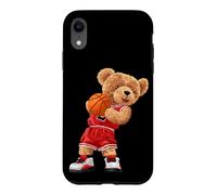 Cool Teddy Bear Plays Basketball Illustration Graphic Design Coque pour iPhone XR