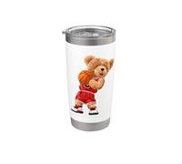 Cool Teddy Bear Plays Basketball Illustration Graphic Design Gobelet isotherme en acier inoxydable double paroi