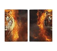 Cool Tiger in Flame Étui de passeport de voyage avec emplacements pour cartes de crédit et fente pour carte d'embarquement pour voyage, carte d'identité familiale (20,3 x 13,7 cm)