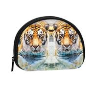 Cool Tiger Mini porte-monnaie à fermeture éclair, petit organisateur de voyage avec imprimé intégral, tissu polyester durable, pochette compacte pour pièces de monnaie, clés