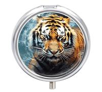 Cool Tiger Pilulier rond portable à 3 compartiments en métal pour médicaments