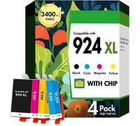 Cool Toner 924XL Cartouches Compatibles HP 924/924e Multipack 4 Couleurs avec Puce pour OfficeJet Pro 8120 8123 8130 8133