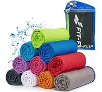 Cool Towel pour Sport & Fitness - Serviette Microfibre/Airflip Serviette rafraîchissante comme Serviette de Refroidissement pour Voyages & Yoga - Couleur: Noir - Verte néon, Dimensions: 100x30cm