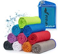 Cool Towel - Serviette Microfibre/Airflip Serviette rafraîchissante comme Serviette de Refroidissement pour Marche, Trekking, Voyages & Yoga - Couleur: Bleu - Bleu foncé, Dimensions: 120x35cm