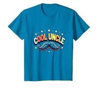 Cool Uncle Club Retro Moustache Stars Family Pride T-Shirt, Enfant, Saphir, 4 Ans