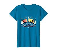 Cool Uncle Club Retro Moustache Stars Family Pride T-Shirt, Femme, Saphir, M