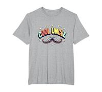 Cool Uncle Club Retro Moustache Stars Family Pride T-Shirt, Homme Grandes Tailles, Gris Chiné, 6X Tall