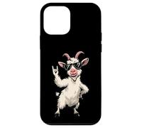Cool White Goat Rock Hand Sign Lunettes de Soleil Punk Graphic avec Coque pour iPhone 12 Mini
