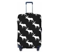 Cool White Moose Elk - Housses de bagage de voyage élastiques noires pour valises de 45 à 81 cm, Noir, Mediano