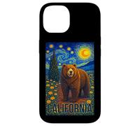 Cool Wild California Bear in The Starry Night Painting Art Coque pour iPhone 14