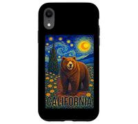 Cool Wild California Bear in The Starry Night Painting Art Coque pour iPhone XR