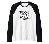 Cool Wild Rock and Roll Typography Graffiti Style Music Manche Raglan